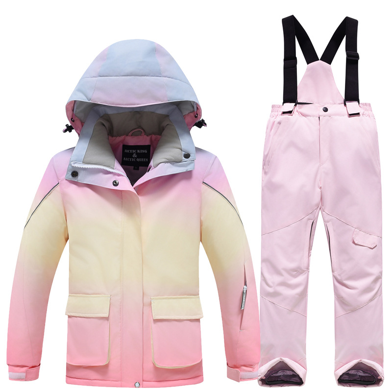 Outdoor Sport Waterproof Jacket - Winter Hooded Jacket Pants Girls Snow