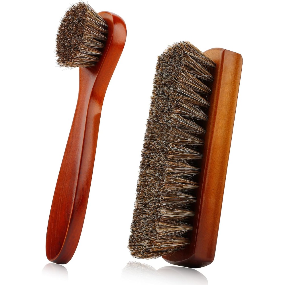 Brushing Boot Horse - 2 Pc Horsehair Shoe Brush Set,