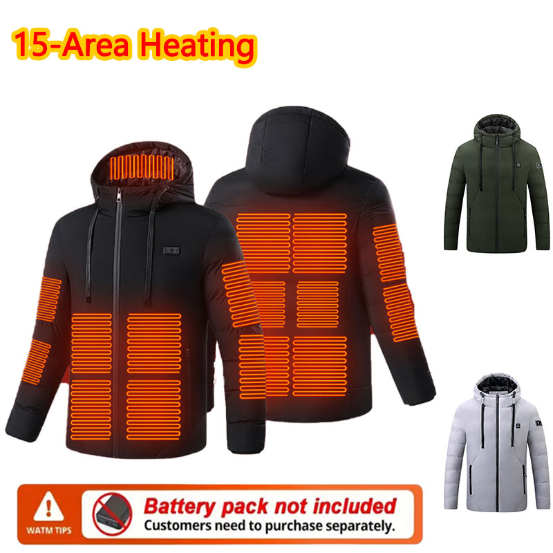 Outdoor Sport Coat - 15 Area Heated Winter Hooded Jacket