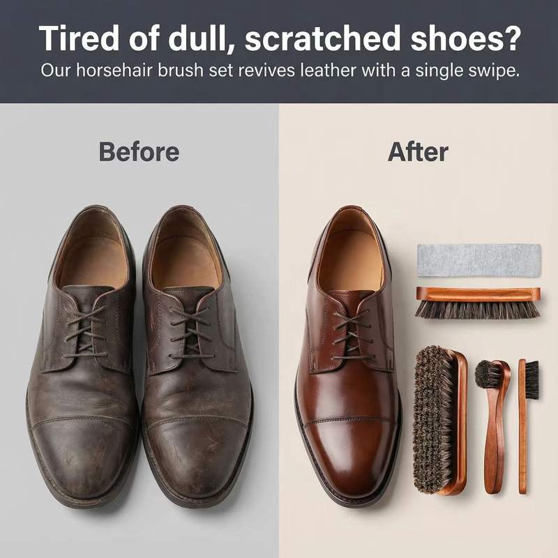 Horsehair Shoe Brush Set Leath - đánh giá và giá Brushing Boot Horse