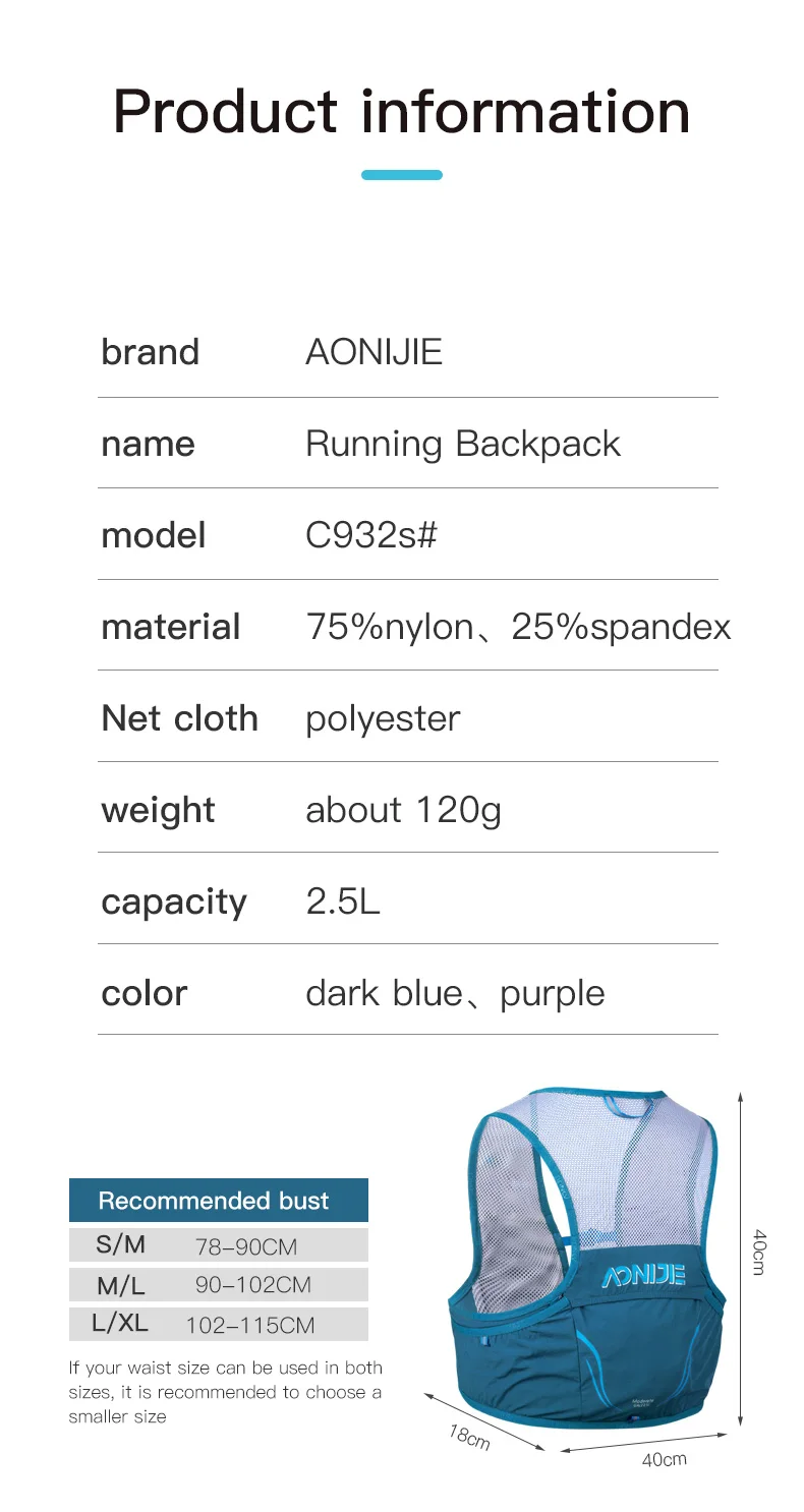 AONIJIE C932S 2.5L Portable Hy - đánh giá và giá Trail Running Vest
